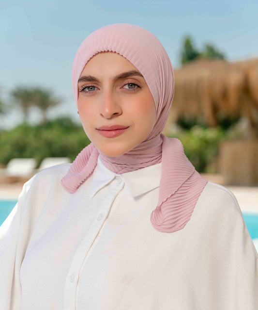 Pleated Chiffon Square Scarf - Flamingo