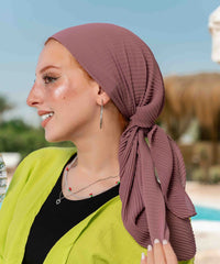 Pleated Chiffon Square Scarf - Mauve