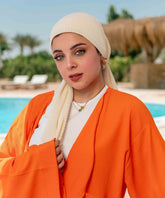 Pleated Chiffon Square Scarf - Egg Shell