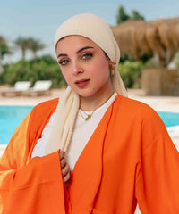 Pleated Chiffon Square Scarf - Egg Shell