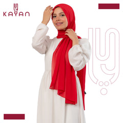 Chiffon Plain Scarf - Cherry Red