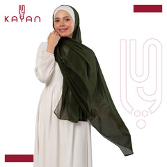 Chiffon Plain Scarf - Olive