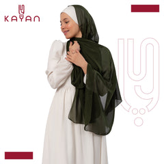 Chiffon Plain Scarf - Olive