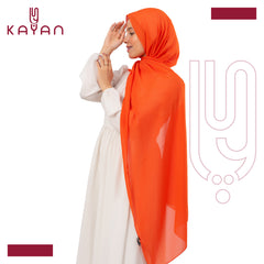 Chiffon Plain Scarf - Fire Orange