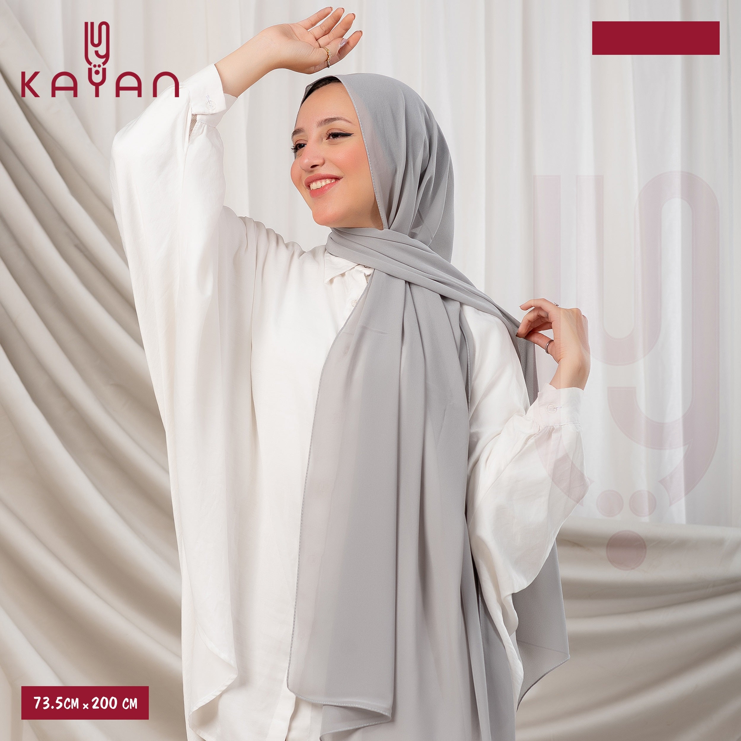 Long Plain Chiffon - Grey