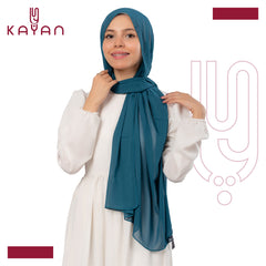 Chiffon Plain Scarf - Teal Blue