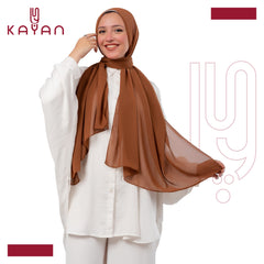Chiffon Plain Scarf - Brown