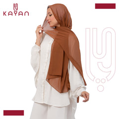 Chiffon Plain Scarf - Brown