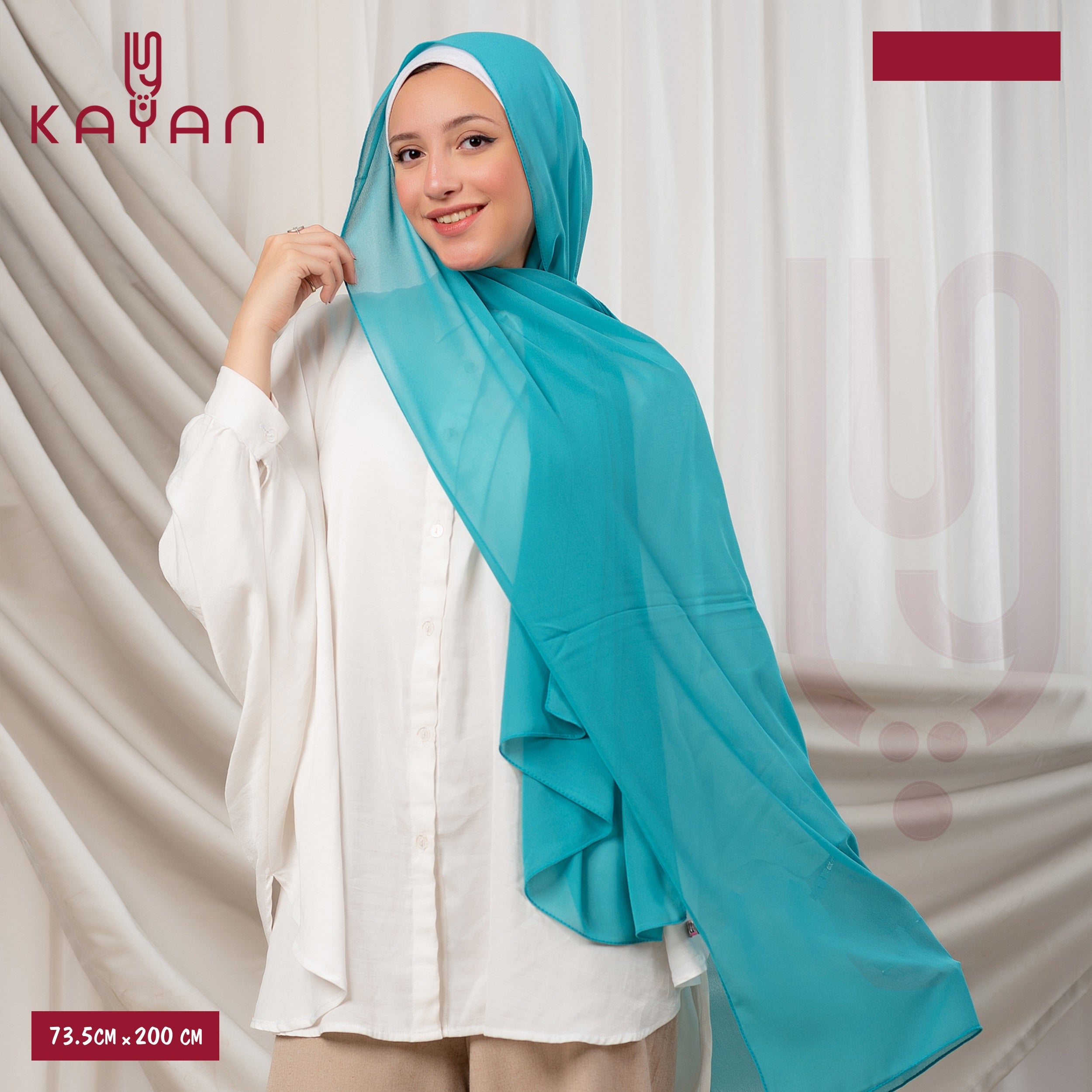 Long Plain Chiffon - Turquoise