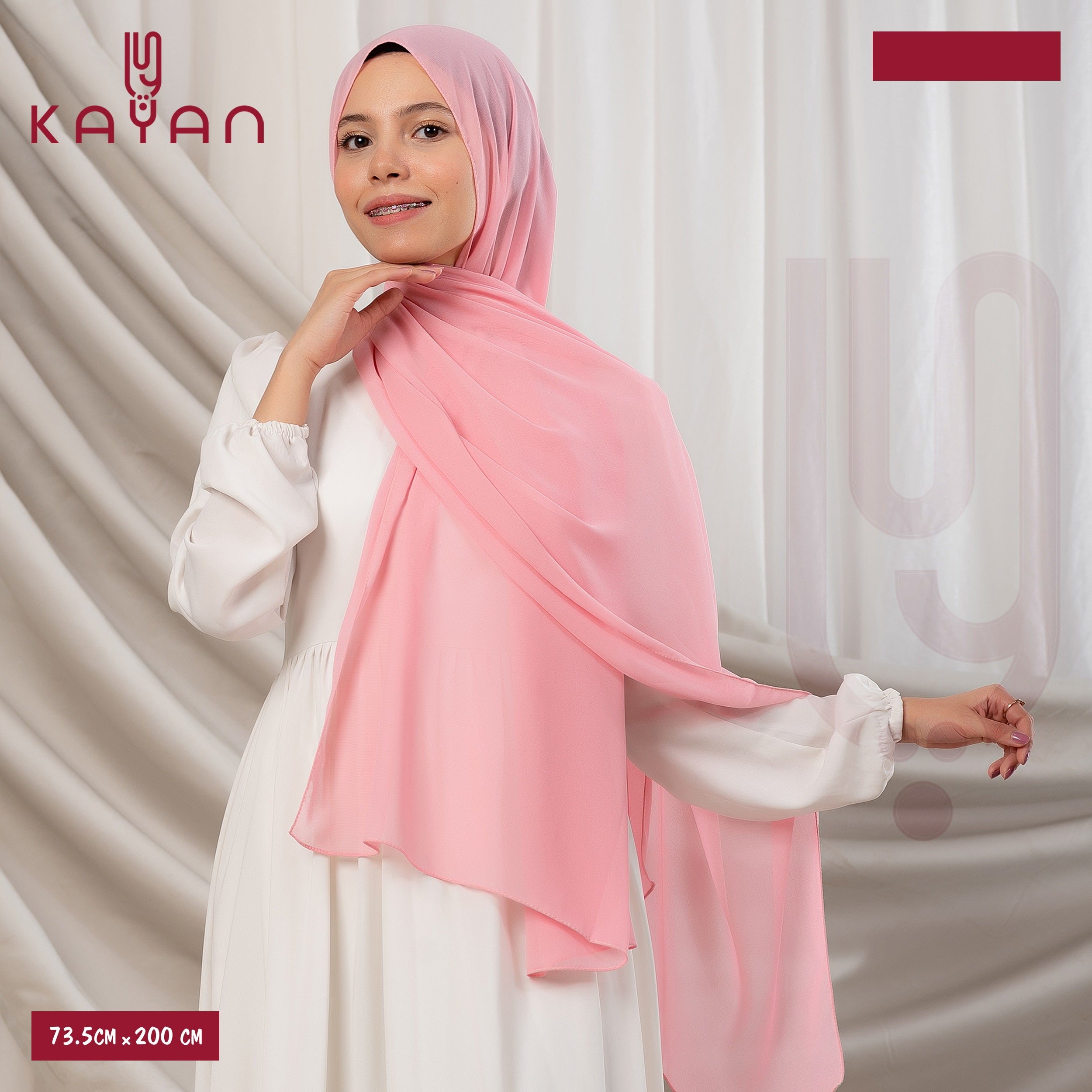 Long Plain Chiffon - Pink