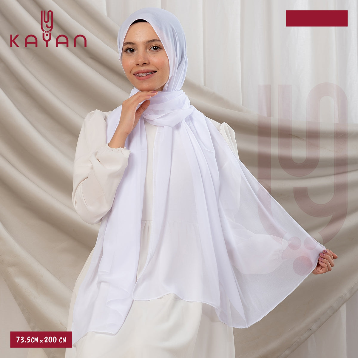 Long Plain Chiffon - White