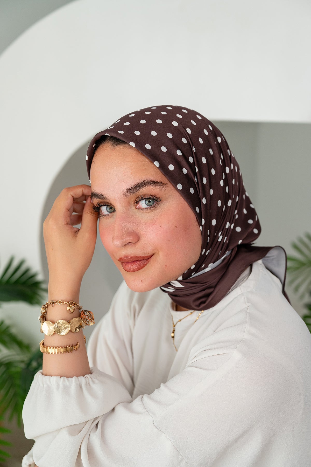 Dots Satin Silk Square Scarf