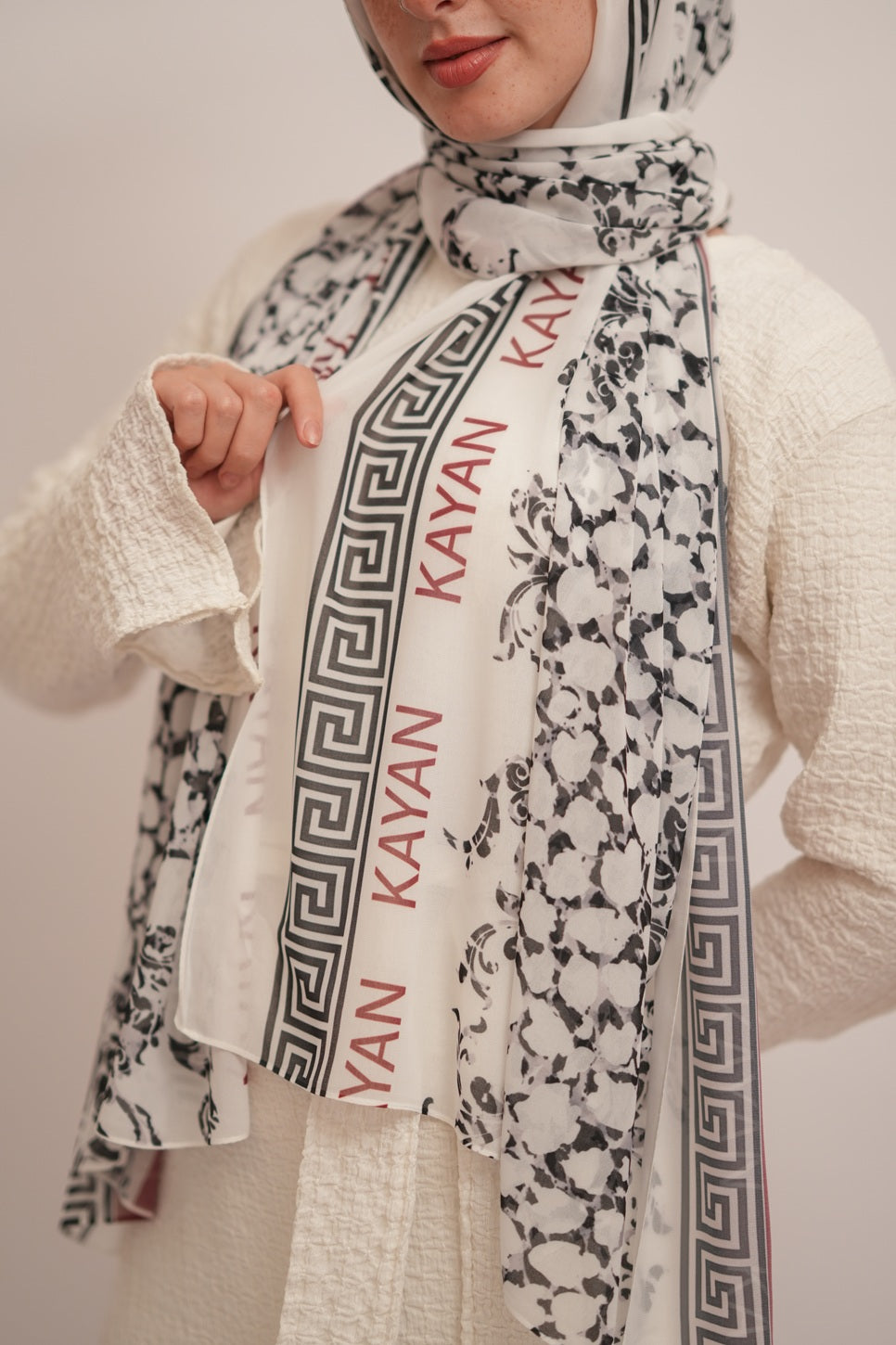 Red Kayan Printed Chiffon