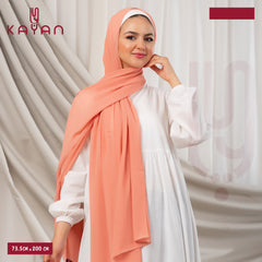 Long Plain Chiffon - Coral Orange