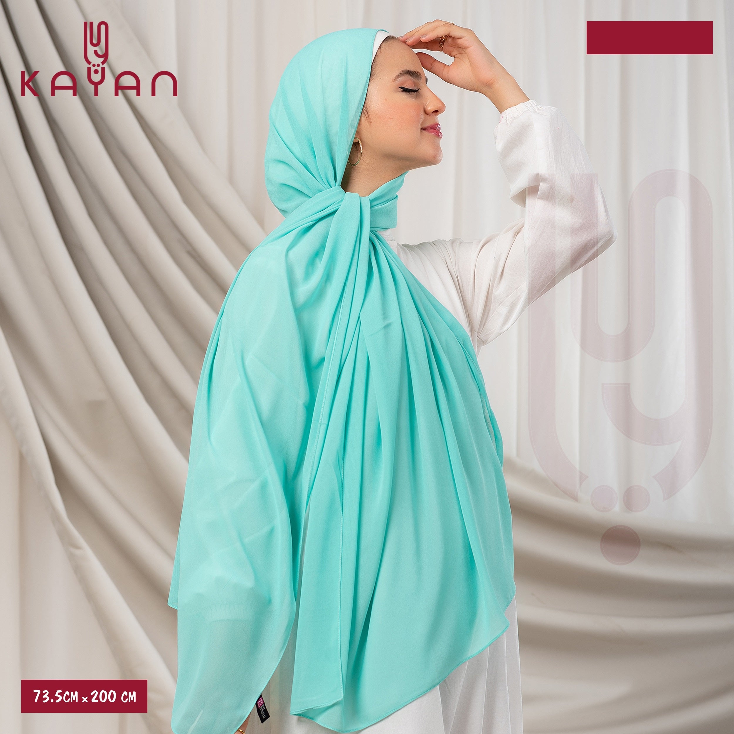 Long Plain Chiffon - Aqua