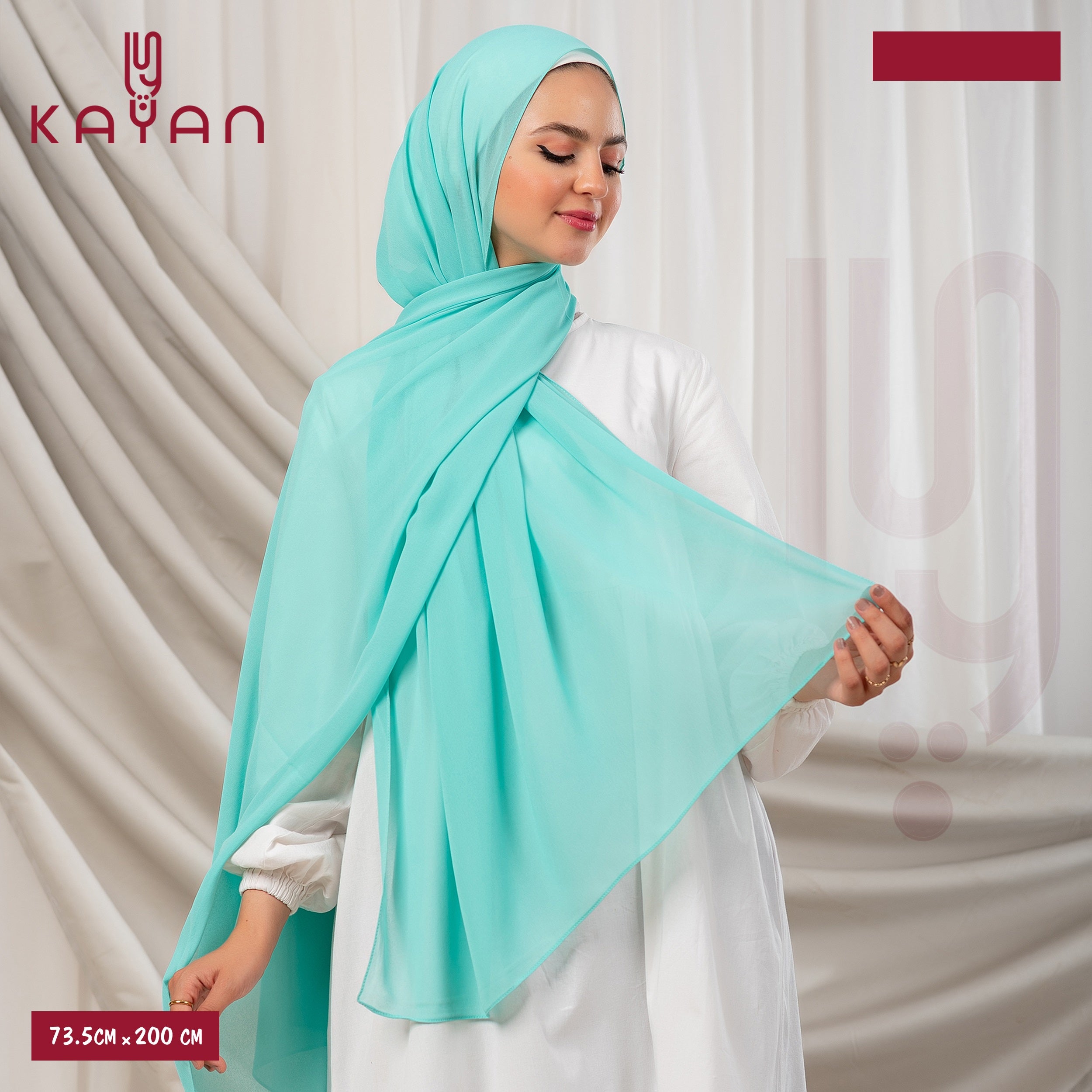 Long Plain Chiffon - Aqua