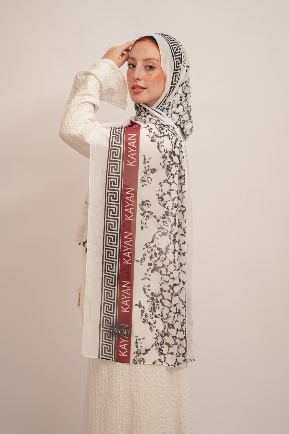 Red Kayan Printed Chiffon