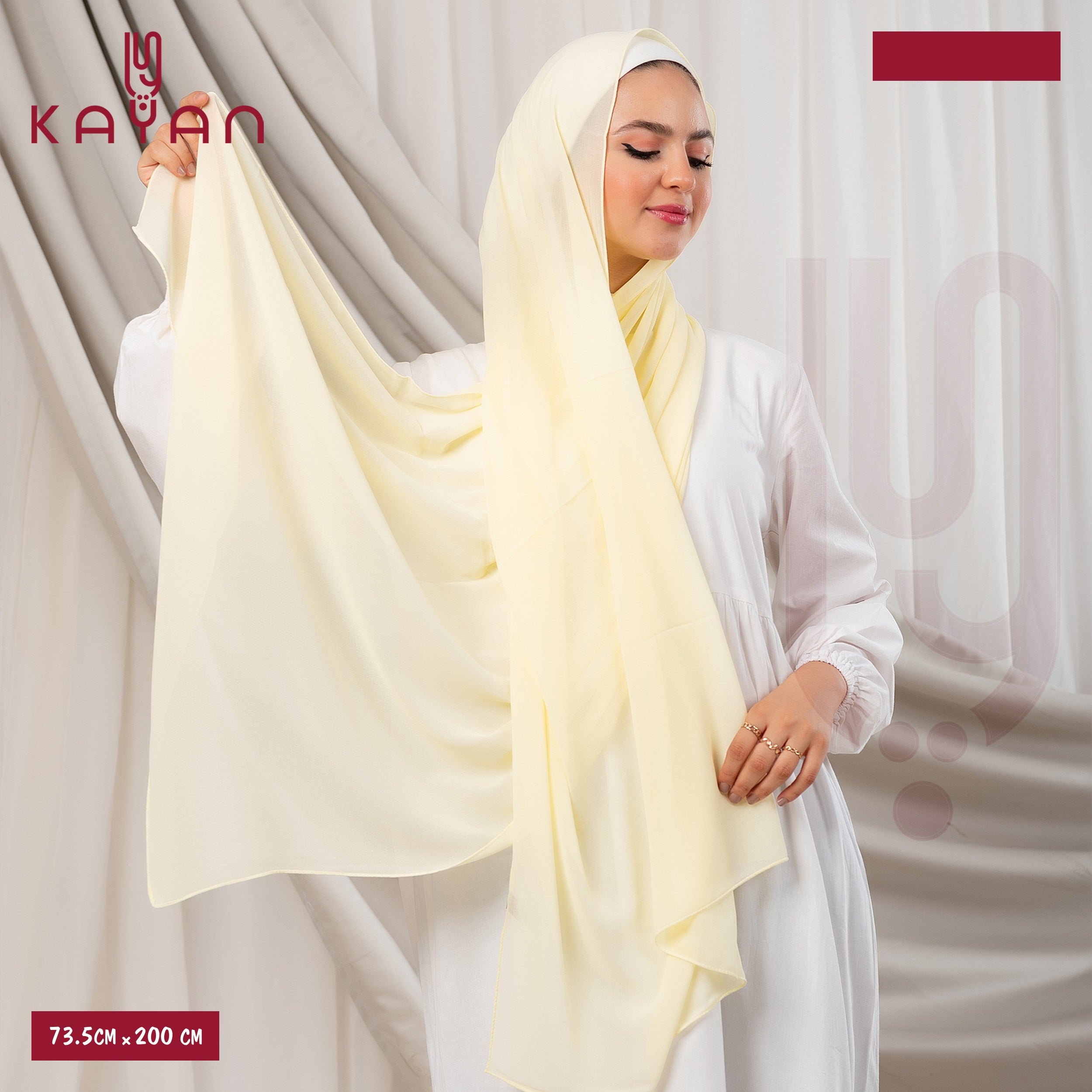 Long Plain Chiffon - Cream Yellow