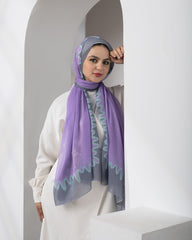 Wavy Line Cotton Scarf – Mauve