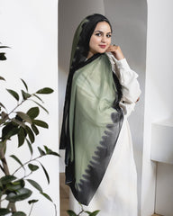 Wavy Line Cotton Scarf – Light Olive