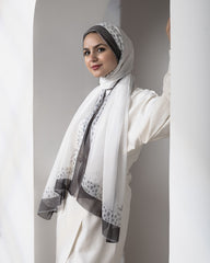 Leopard Line Cotton Scarf – Off White