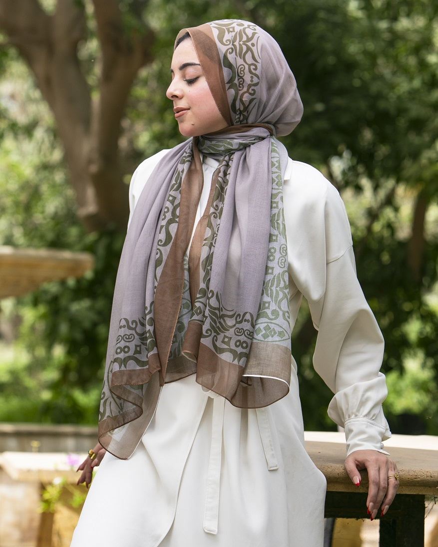 Arabian Line Cotton Scarf – Brown