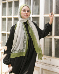 Snail Line Cotton Scarf – Olive