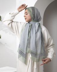 Stripes Line Cotton Scarf – Olive