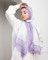 Stripes Line Cotton Scarf – White