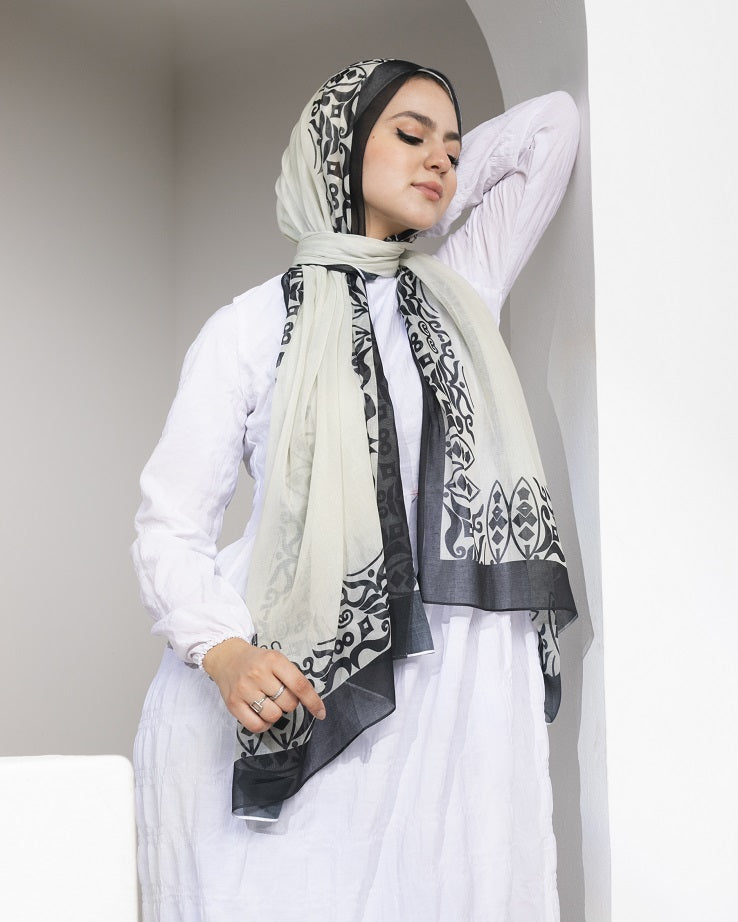 Arabian Line Cotton Scarf – Off White