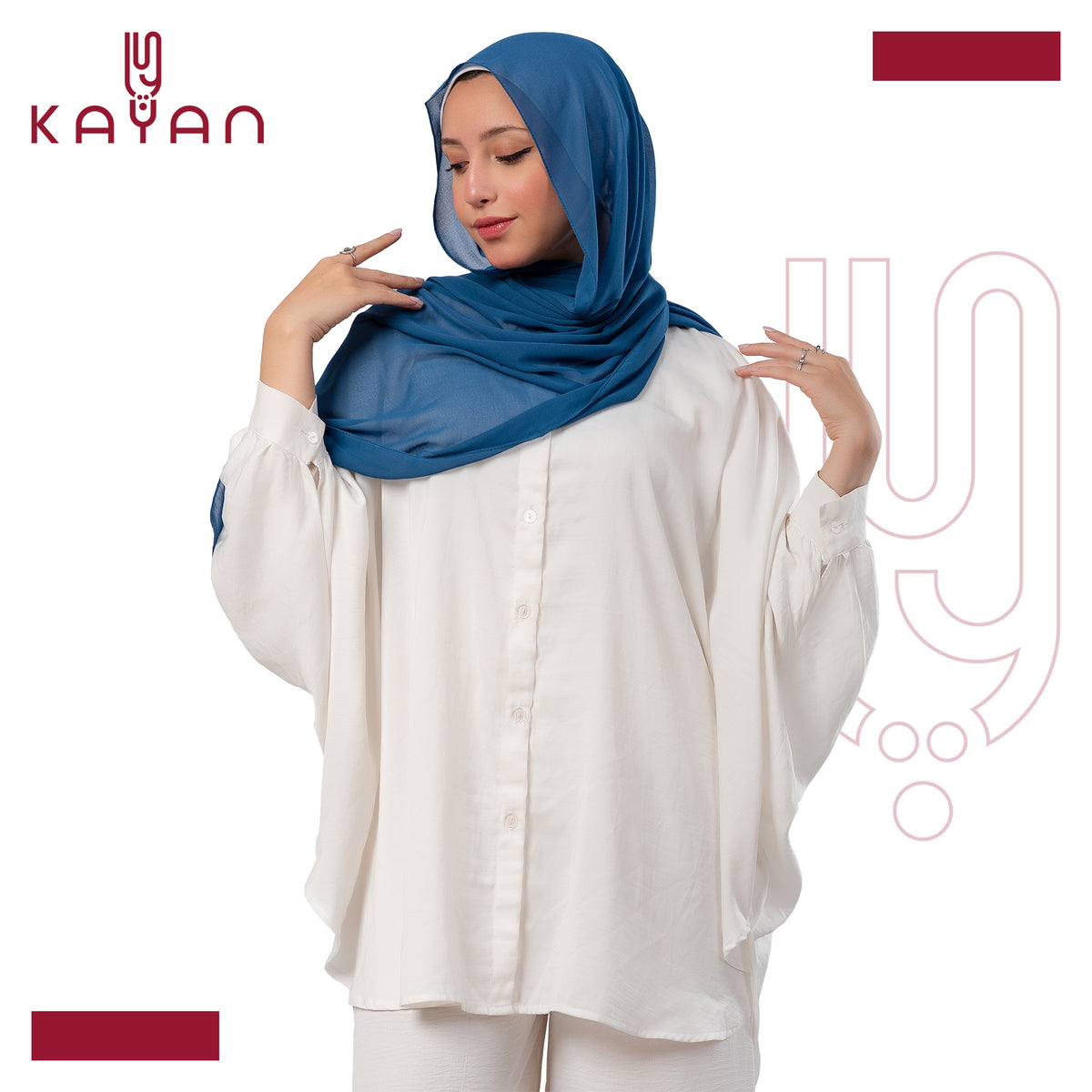 Chiffon Plain Scarf - Steal Blue
