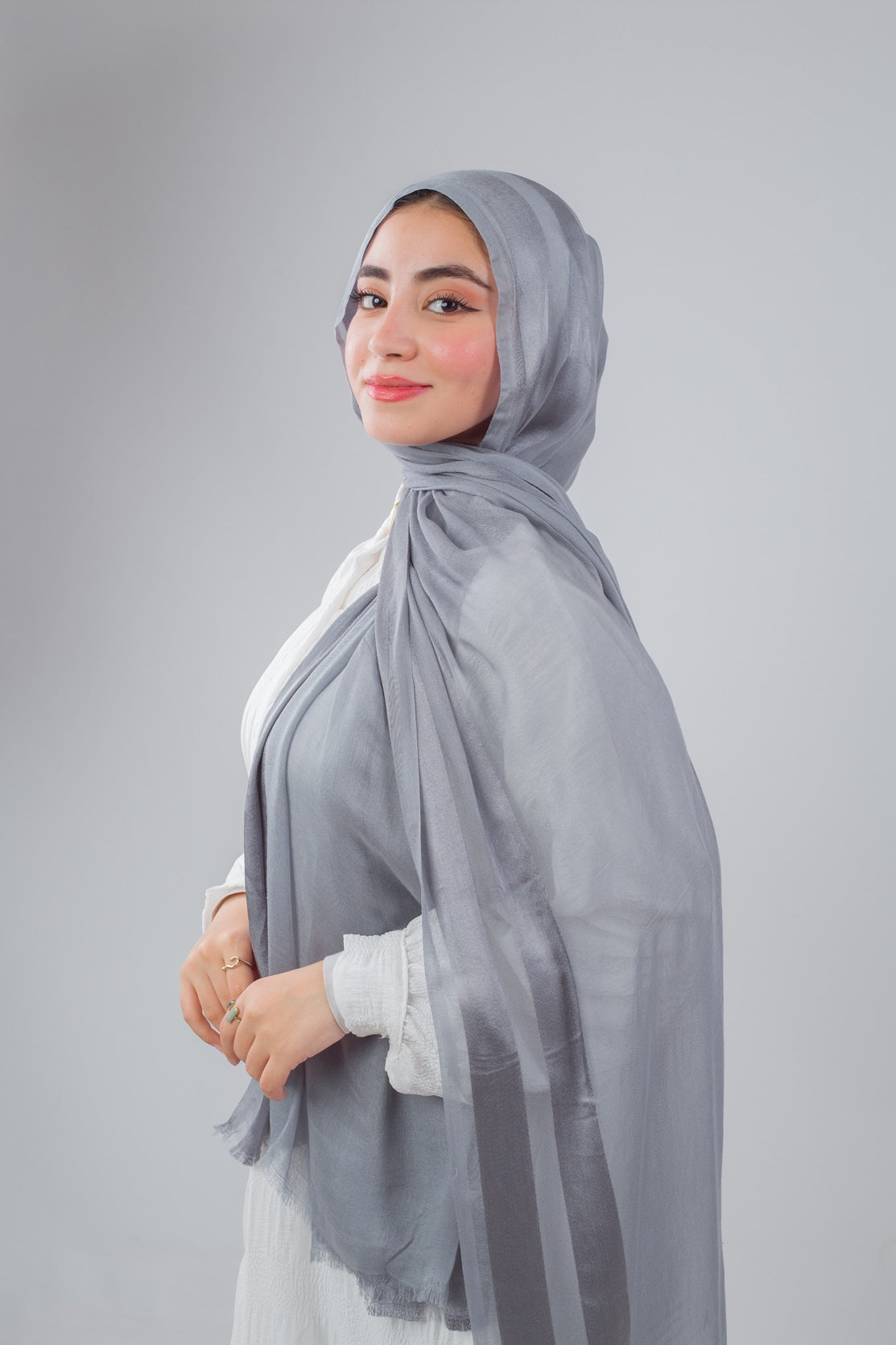 Linen Chiffon Scarf - Grey