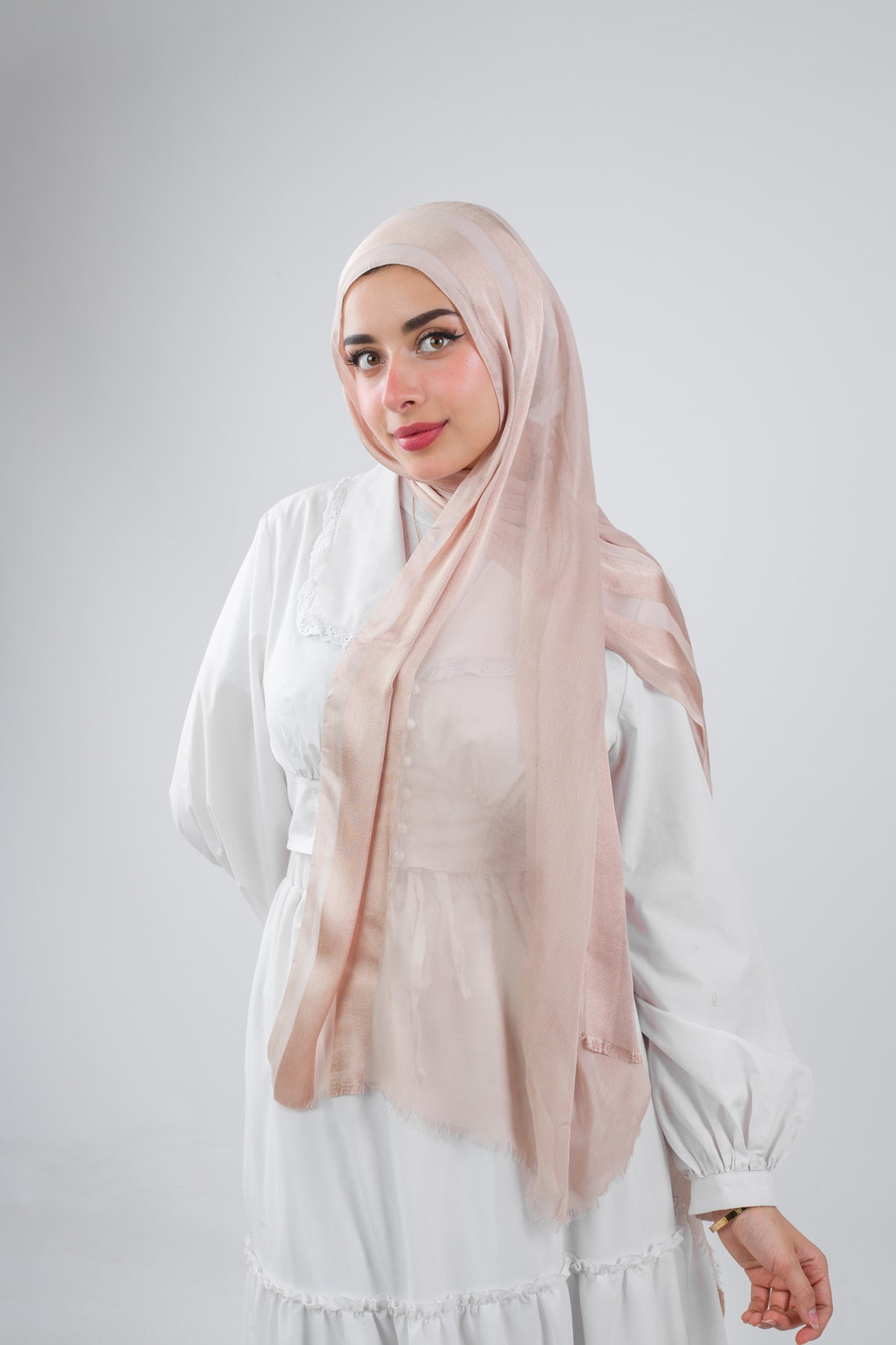 Linen Chiffon Scarf - Bone Beige