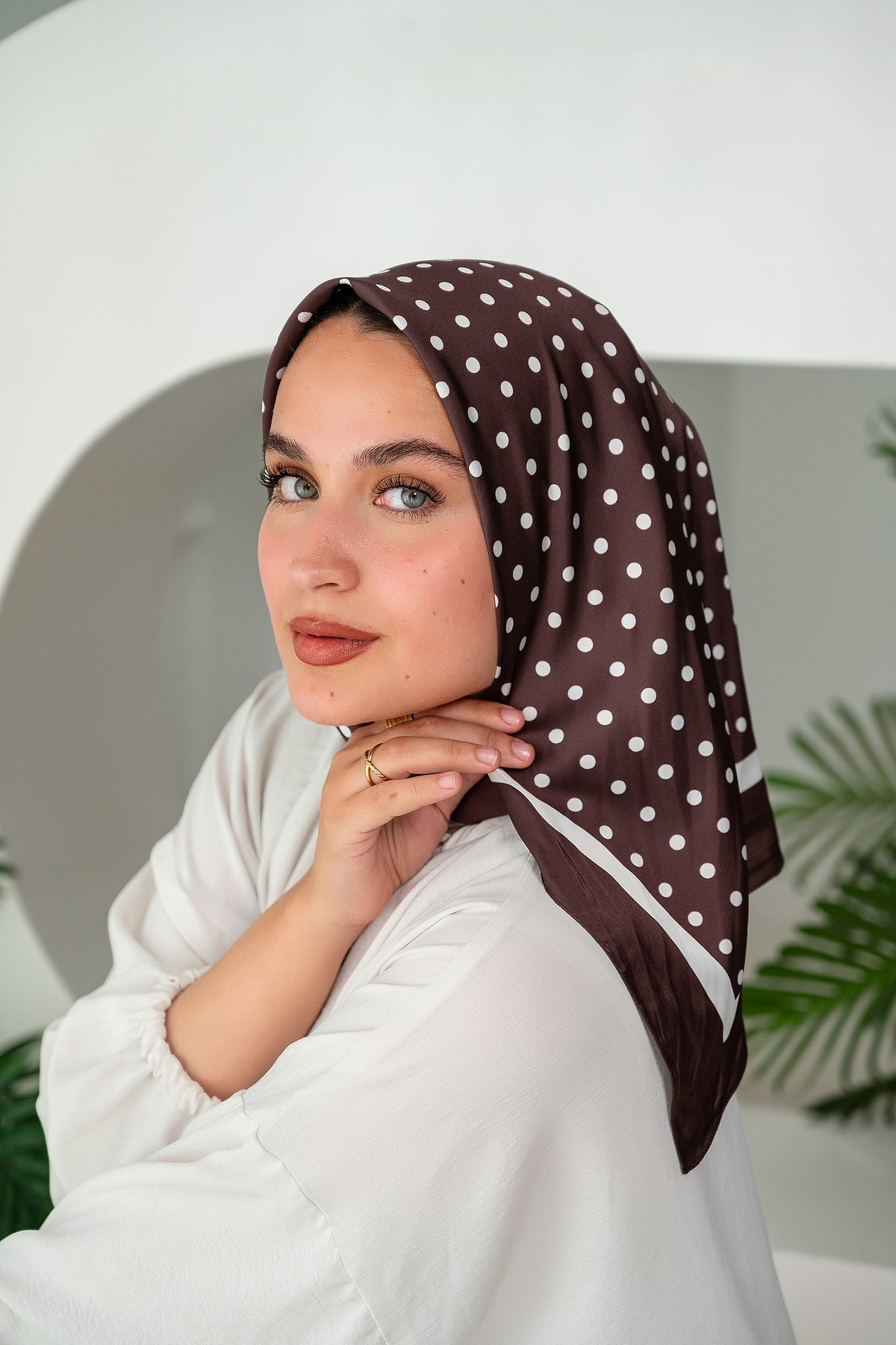 Dots Satin Silk Square Scarf
