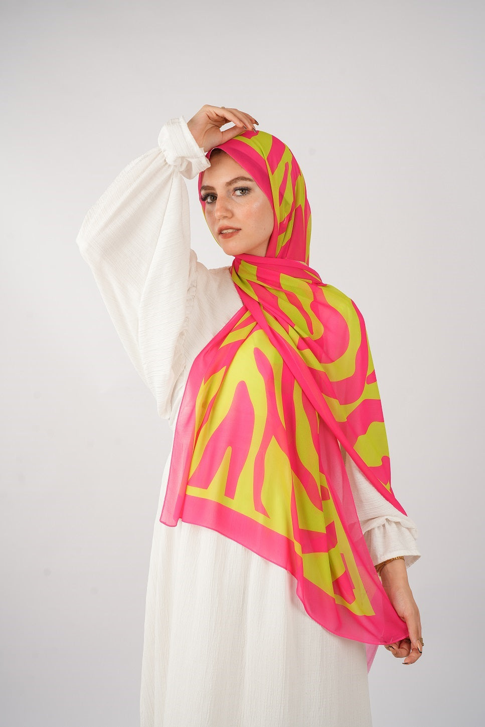 Lined printed Chiffon Scarf