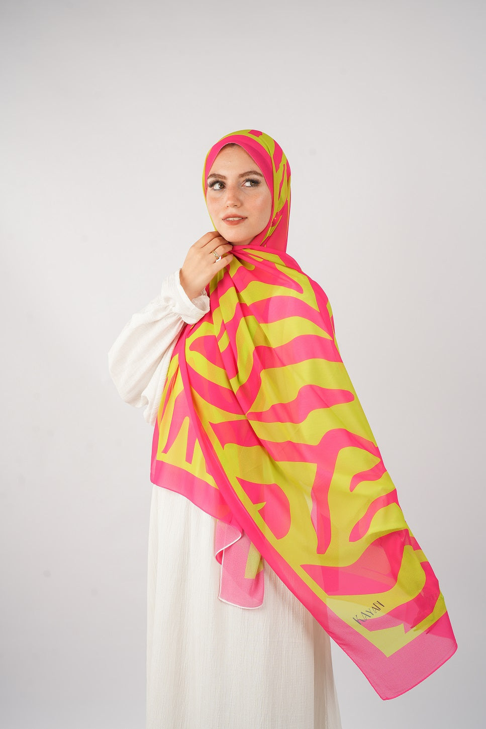 Lined printed Chiffon Scarf