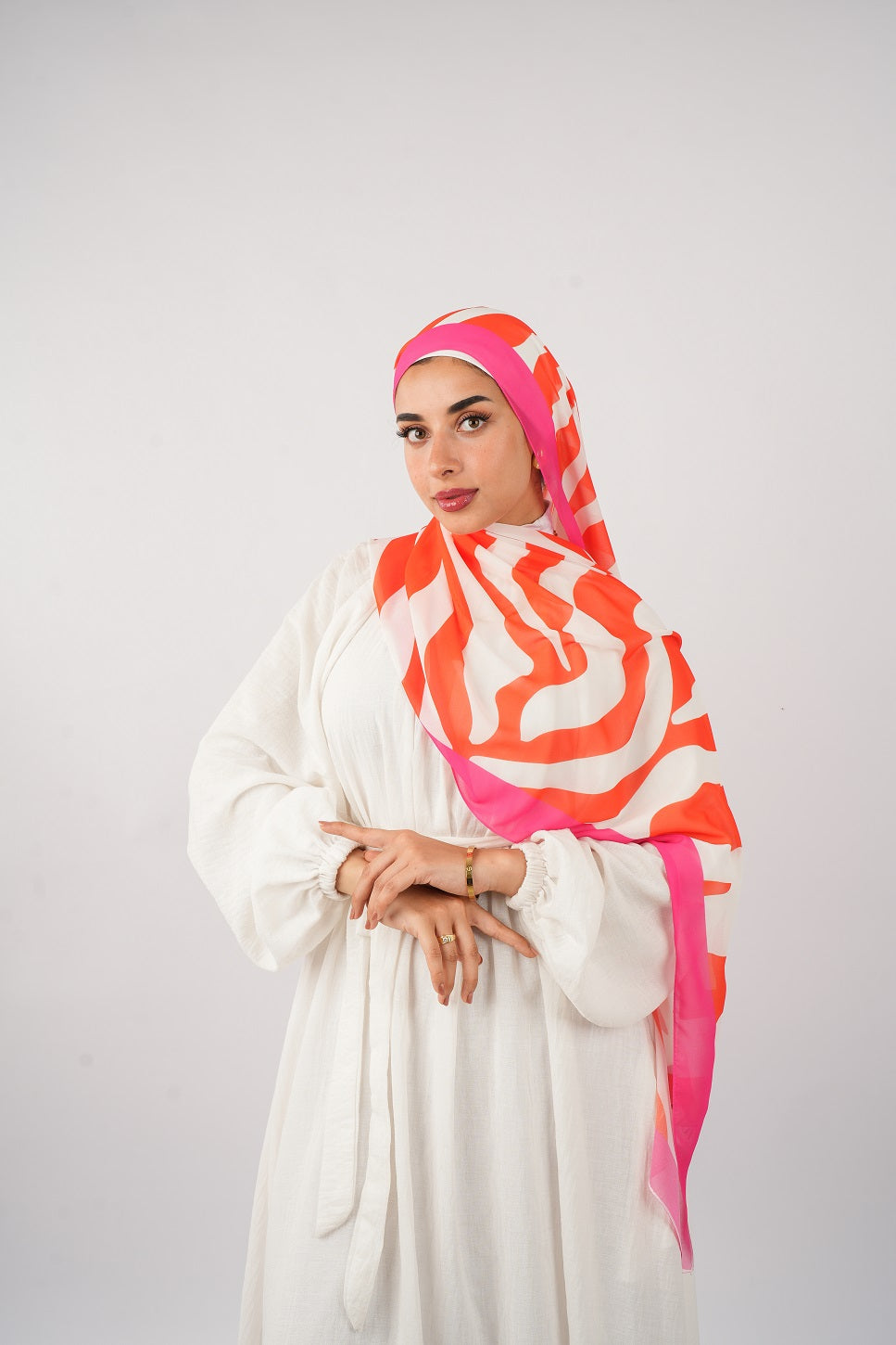 Lined printed Chiffon Scarf