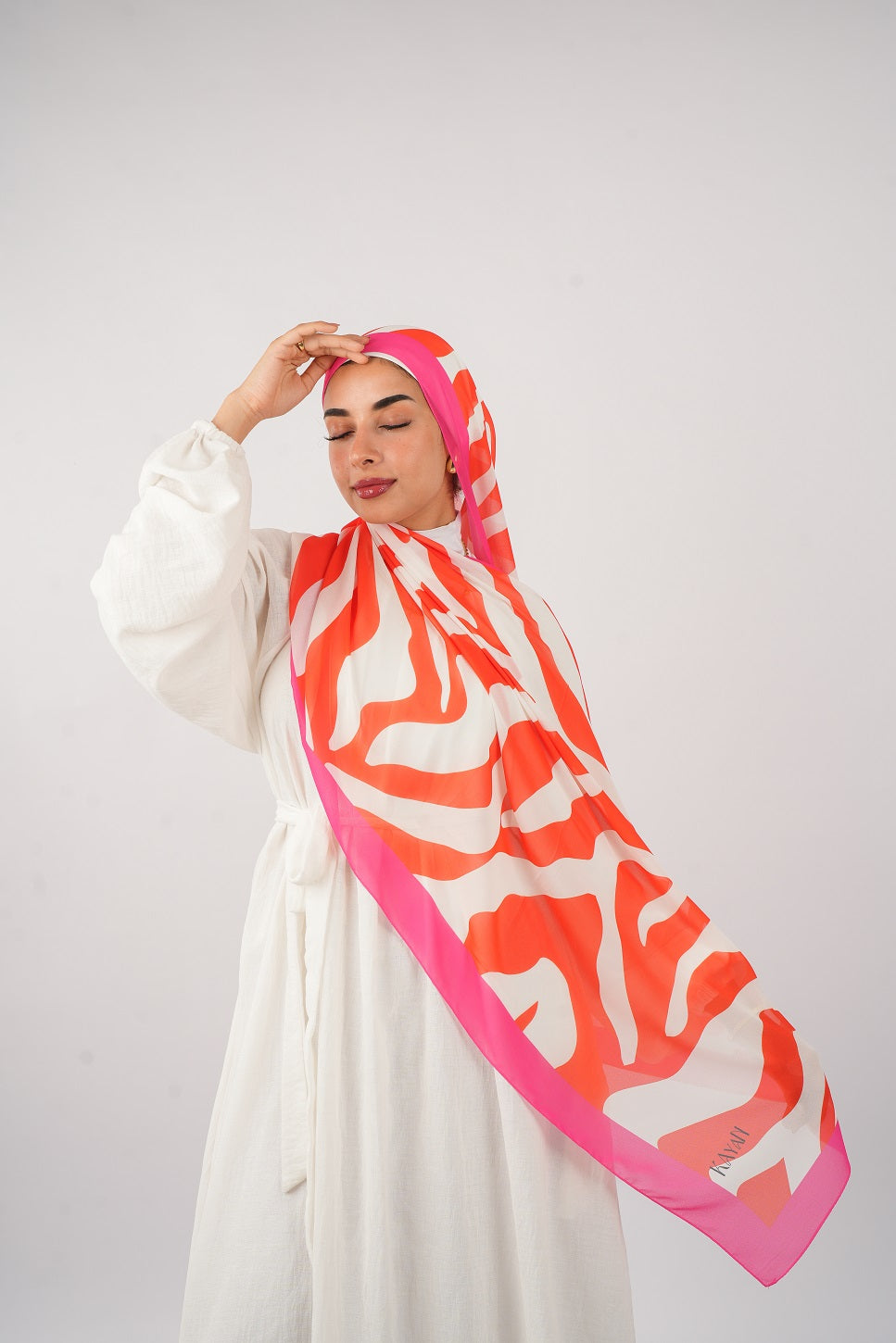 Lined printed Chiffon Scarf