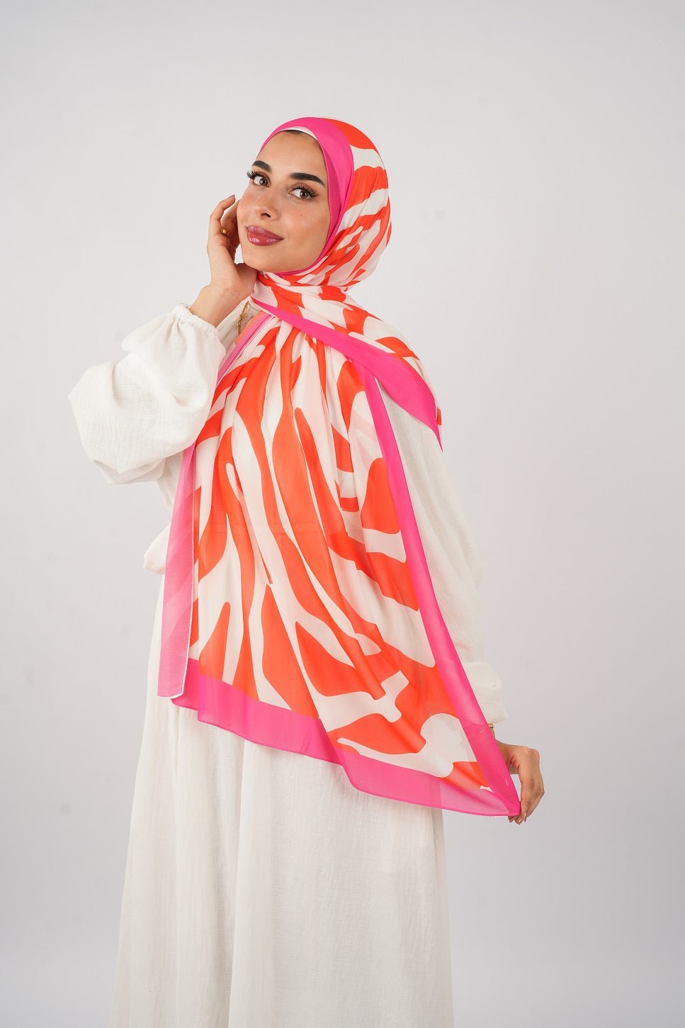 Lined printed Chiffon Scarf