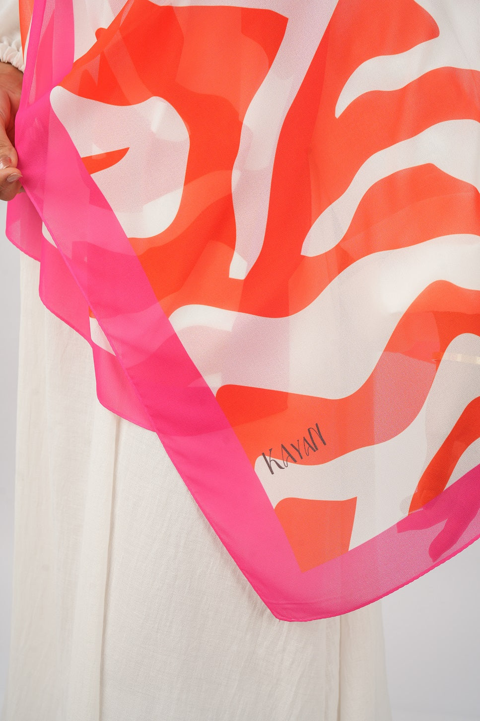 Lined printed Chiffon Scarf