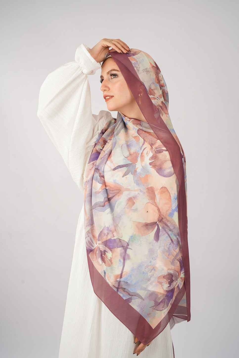 Tan Printed Chiffon