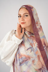 Tan Printed Chiffon