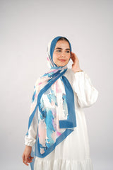 Blended Blue Printed Chiffon