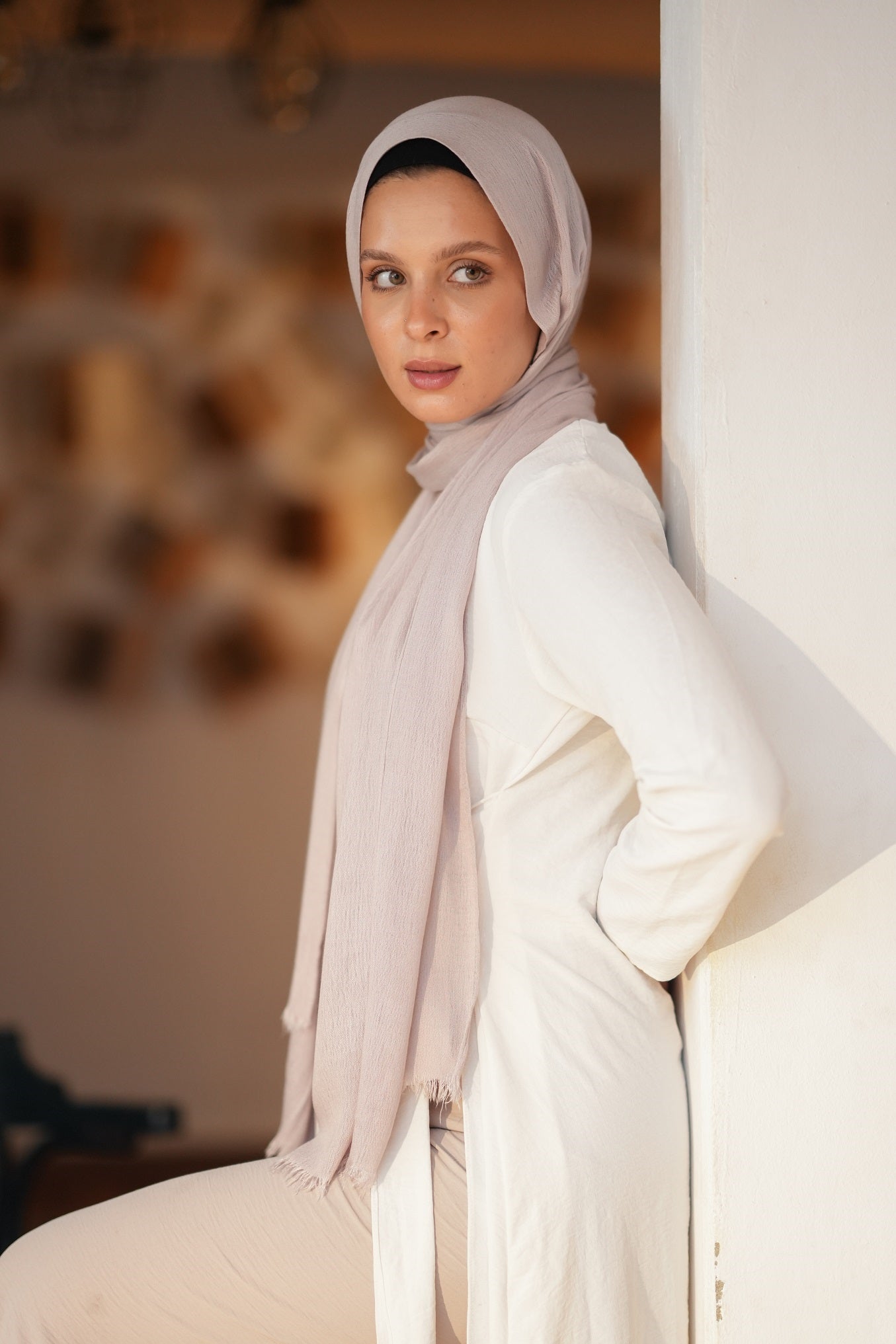 Sponge Cotton Scarf - Bone Beige