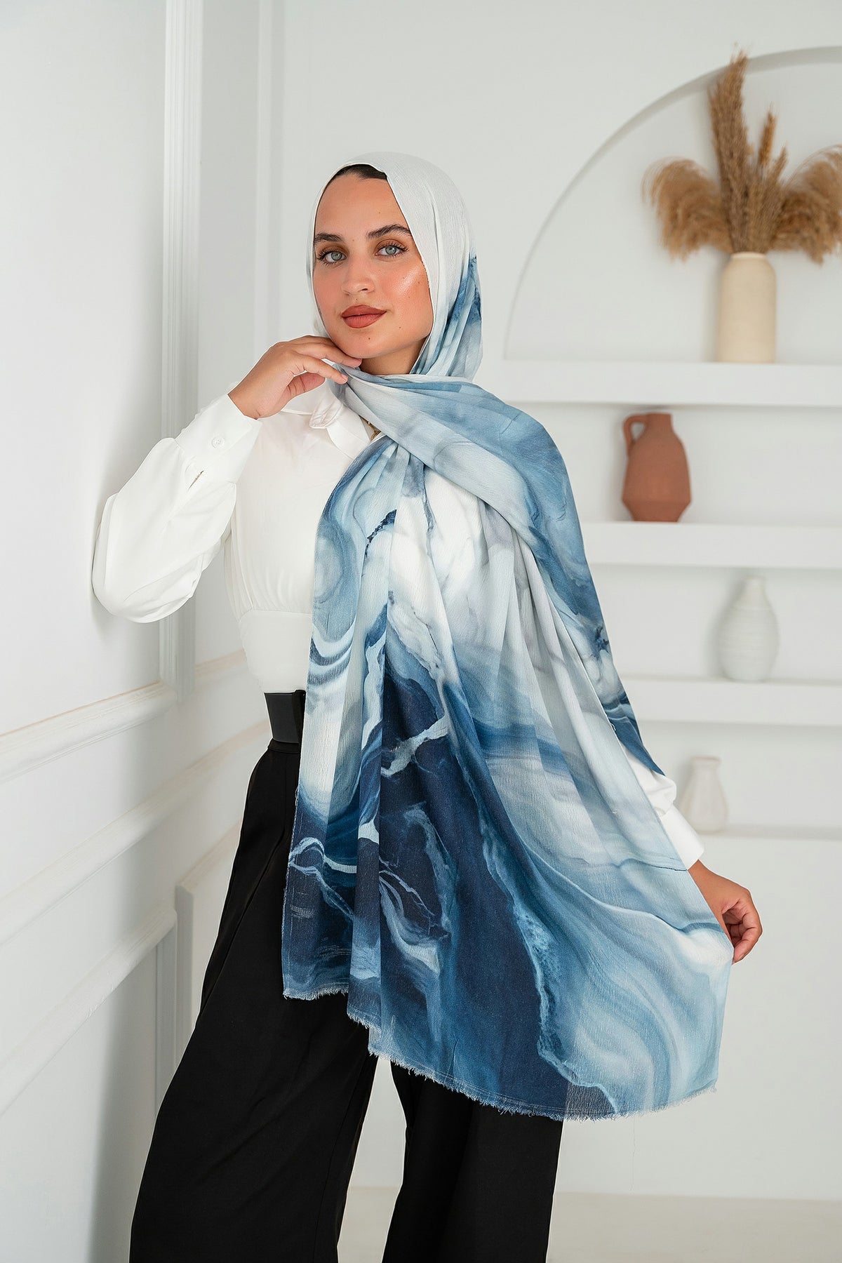 Sky Printed Cotton Scarf