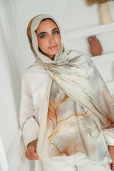 Natural Printed Cotton Scarf
