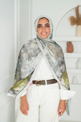 Camellia Printed Cotton Scarf