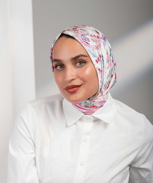 Checky Satin Square Scarf