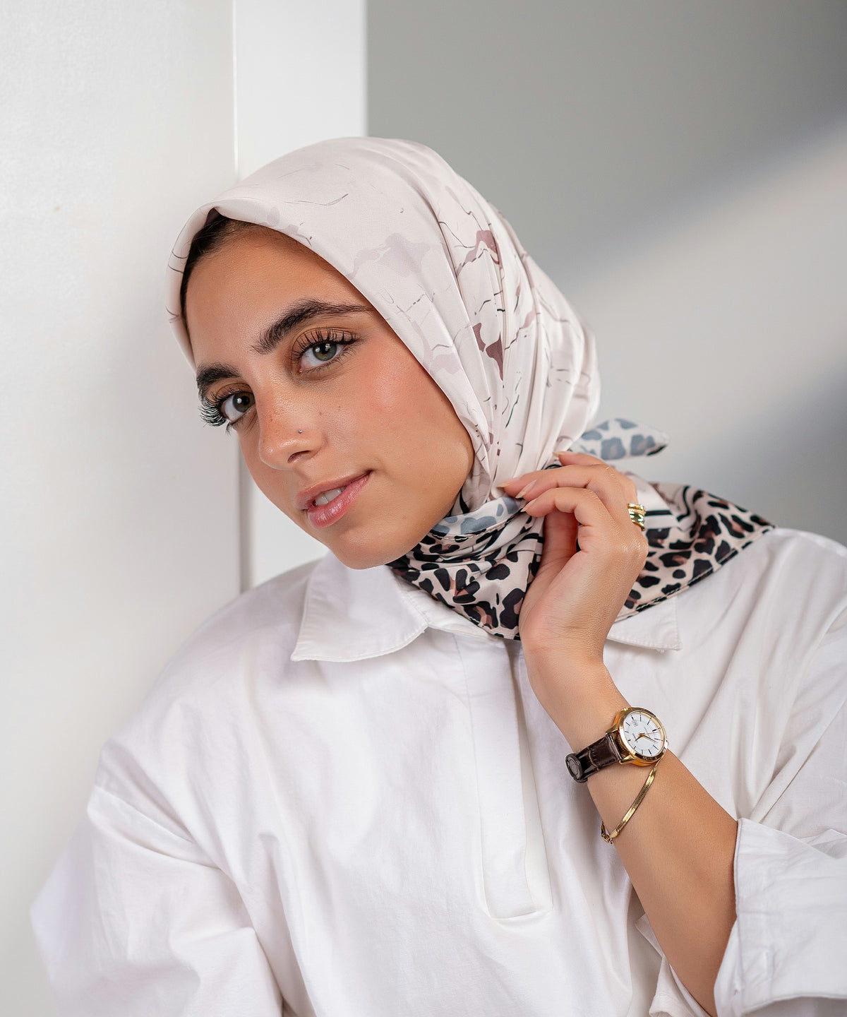 Ditsy Satin Square Scarf