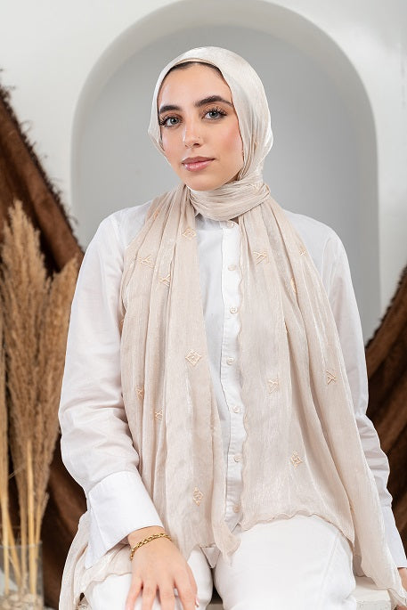 Embroidered Organza Scarf
